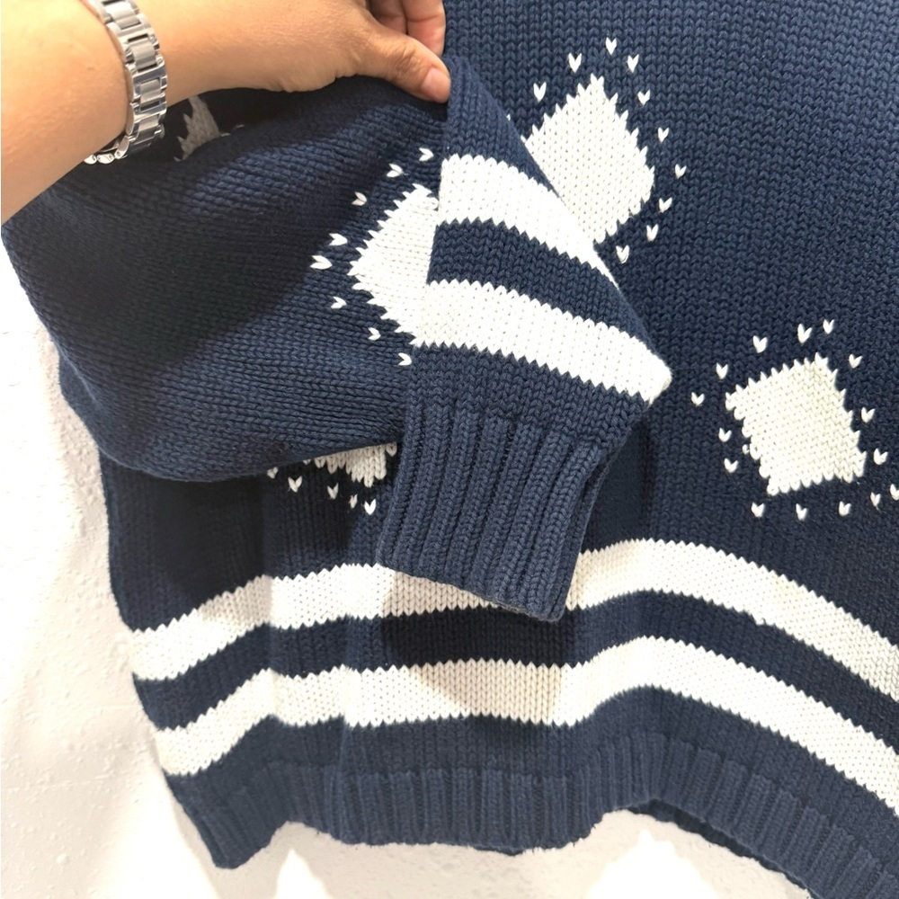 Liz Sport‎ vintage Navy and White Turtleneck Sweater S - Picture 7 of 8